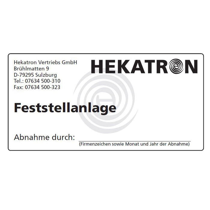 Hekatron acceptance plate FSA