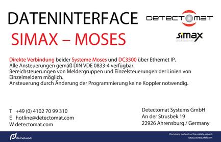 Detectomat Dateninterface zur SIMAX – MOSES