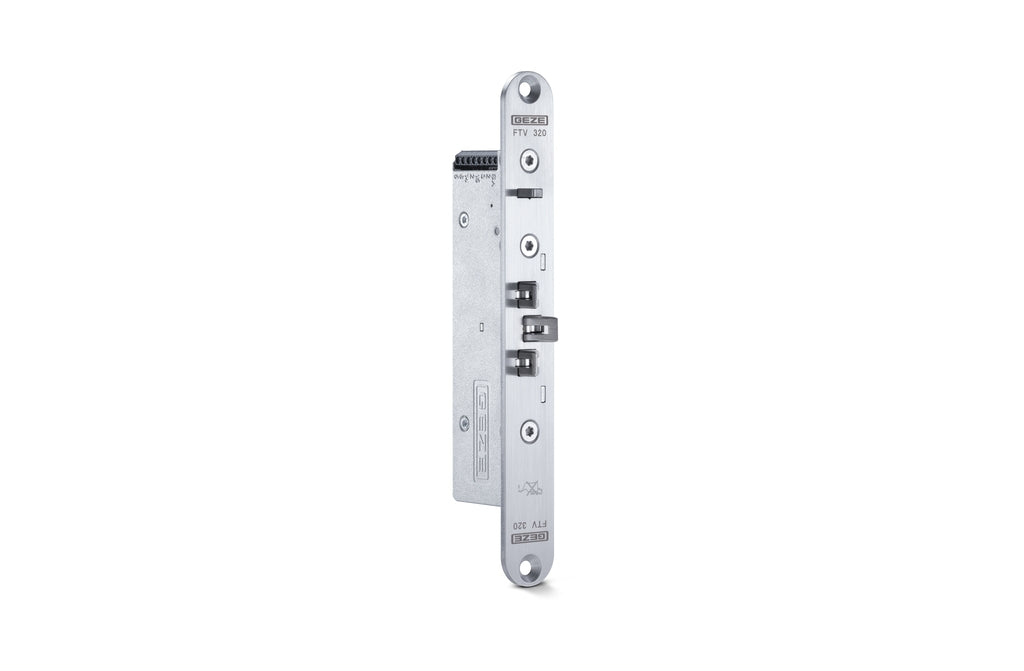 GEZE escape door lock 320 faceplate with latch guide 35 x 200 x 3 mm, square replacement variant FTÖ 331
